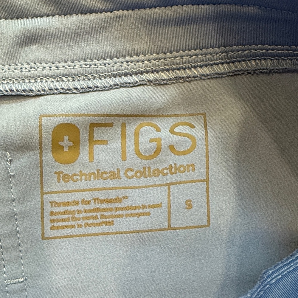 Figs Ceil Blue Jogger Scrub Pants with Light Gray Drawstring - Picture 2 of 2